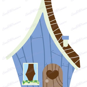 Digital Download Clipart - Blue Cottage House JPEG and PNG files
