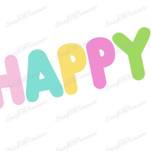 Digital Download Clipart – Colorful Happy Text JPEG and PNG files