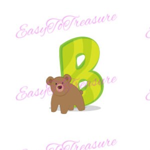 Clipart – Alphabet Animal ours PEG et les fichiers PNG en téléchargement numérique