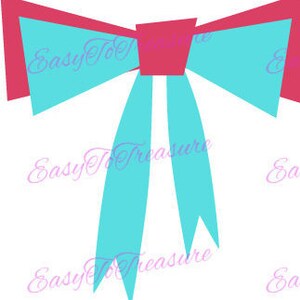 Digital Download Clipart – Hot Pink and Blue Bow JPEG and PNG files