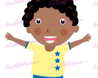 Digital Download Clipart – African American Boy JPEG and PNG files