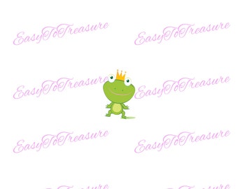 Digitaler Download Clipart – kleine Froschkönig mit Krone JPEG und PNG-Dateien