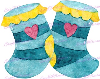 Digital Download Clipart –  Baby Booties Socks JPEG and PNG files
