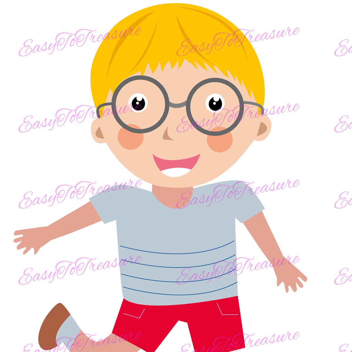 Digital Download Clipart Blonde Boy With Glasses JPEG and Etsy UK