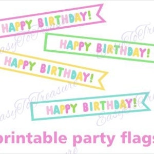Digital Download Clipart – Happy Birthday PRINTABLE Straw Flags, Party Printables, Decorations Birthday Printables