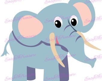 Digital Download Clipart –  Elephant Jungle Animal JPEG and PNG files