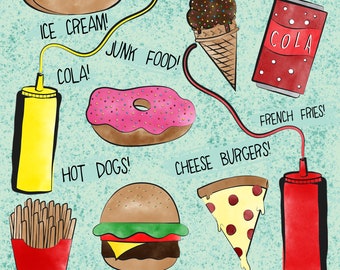 Digital Download Clip Art--Fun Junk Food--Indulge!