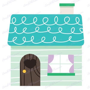 Digital Download Clipart - Little Light Blue House JPEG and PNG files
