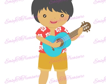 Digital Download Clipart – Hawaiian Boy Guitar Hawaiian Luau JPEG and PNG files