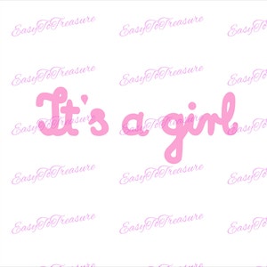 Digital Download Clipart – Hot Pink It&#39;s a Girl text JPEG and PNG files