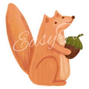 Digital Download Clipart – Squirrel with acorn JPEG and PNG files