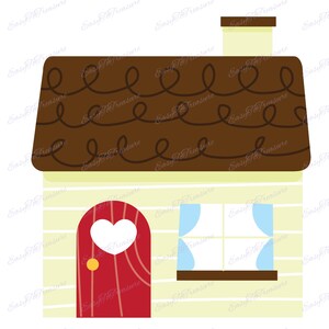 Digital Download Clipart - Little Yellow Green House JPEG and PNG files