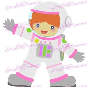 Digital Download Clipart – Girl Astronaut and Outer Space JPEG and PNG files