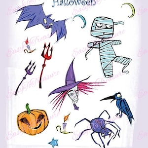 Digital Download Clipart – Package 2 Variety of  14  Halloween designs in JPEG and PNG file formats