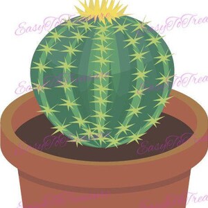 Digital Download Clipart –Prickly Pear Potted Cactus Succulent Plant JPEG and PNG files