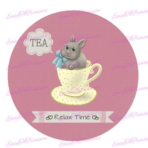 Digital Download Clipart – Cuteness Rabbit in a Teacup JPEG and PNG files