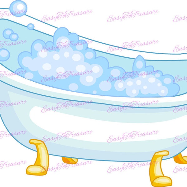 Digital Download Clipart – Bath Tub JPEG and PNG files