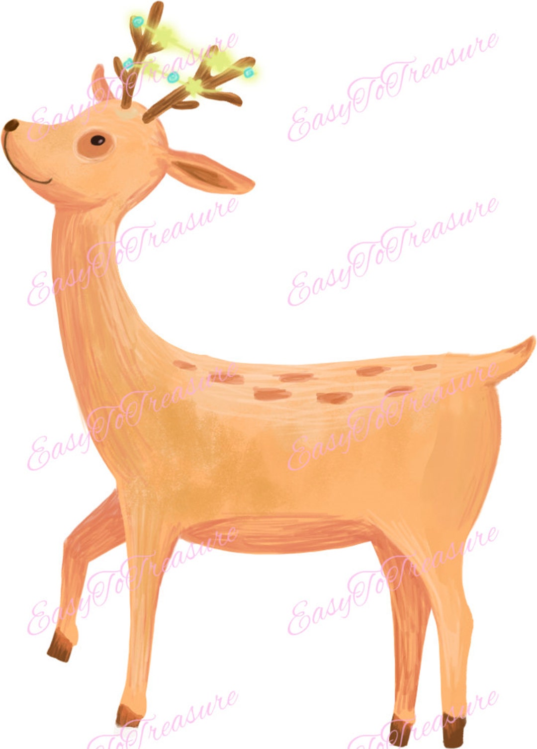 Digital Download Clipart – Reindeer With Christmas Lights JPEG and PNG ...