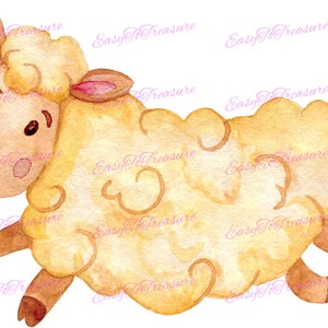 Lamb clip art, Nursery art, Watercolor clipart, Sheep clipart, Baby lamb printable, Instant download
