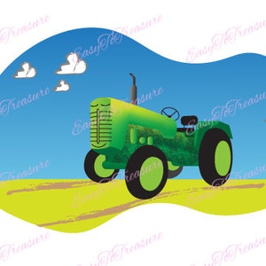 Digital Download Clipart – Green Tractor Trailer JPEG and PNG files