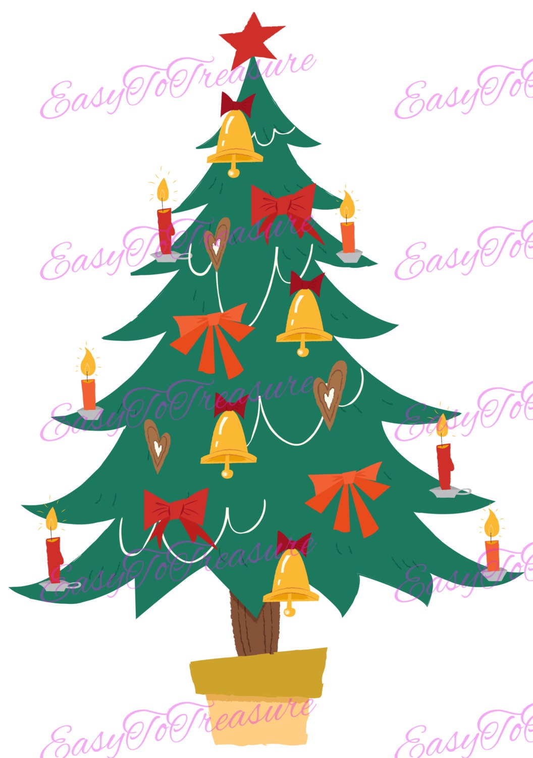 Digital Download Clipart – Christmas Tree Decorated 2 Clipart Design ...