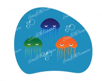 Digital Download Clipart - Maritime Jellyfish JPEG and PNG files