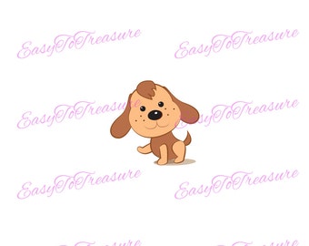 Digital Download Clipart – Little Brown Puppy Dog JPEG and PNG files