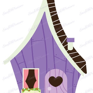 Digital Download Clipart - Lavender Purple Cottage House JPEG and PNG files