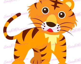 Digital Download Clipart –  Tiger Jungle Animal JPEG and PNG files