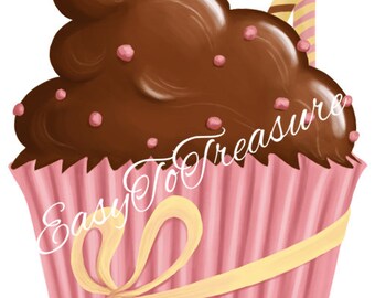 Numériques téléchargement Clipart – chocolat rose Sprinkles cupcakes JPEG et png