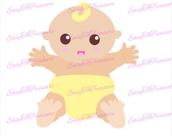 Digital Download Clipart –  Baby in Yellow JPEG and PNG files