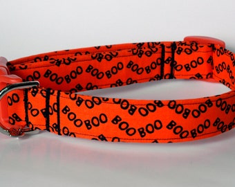 Handmade Halloween BOO Print Dog Collar "New"