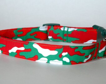 Handmade Christmas Camouflage Design Dog Collar "New"