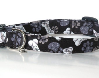 Handmade Black w Bones & Paws Design "New"