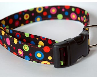 Handmade Bright Polka Dotted Dog Collar "New"
