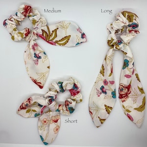Hair Scarf Scrunchie, Hair Ribbon Scrunchie, Hair Bow Scrunchie, Hair Tie Scrunchie - Mansi Print