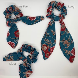 Hair Scarf Scrunchie, Hair Ribbon Scrunchie, Hair Bow Scrunchie, Hair Tie Scrunchie - Katie Print