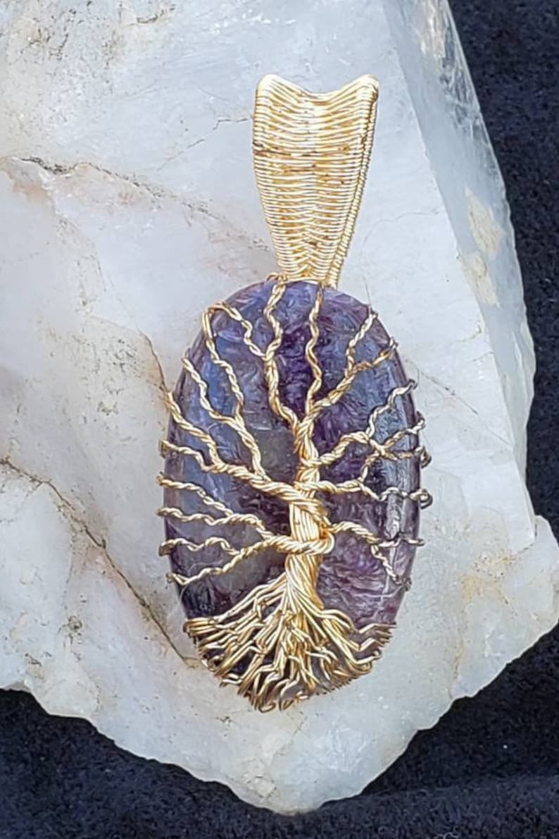 Lepidolite Tree of Life Pendant