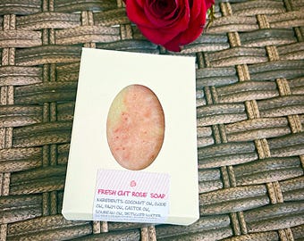 FRESH CUT ROSES All Natural Soap Bar WIth  Clay from Happysoapmeker, Gift Soap, Flower Scented, Mothers Day, Birthday Gift, Rose Scented