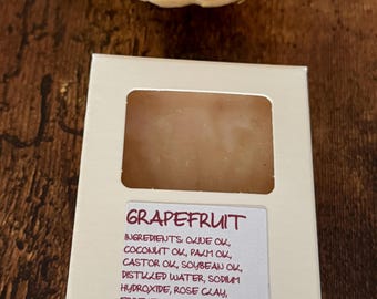 PINK GRAPEFRUIT ESSENTIAL All Natural Handmade Soap Bar With Rose Clay from Happysoapmaker