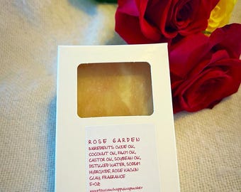 Rose Garden flower handmade homemade natural gift soap bar with pink clay from happysoapmaker