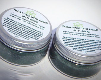 ANTI AGING SPIRULINA Organic Facial Mask, Natural Skin Care, Algae Facial mask, Lifting mask, Spirulina Mask, Aloe Vera mask, Seaweed mask