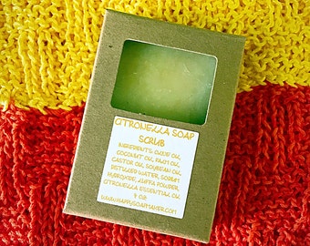 CITRONELLA ESSENTIAL OIL Natural handmade Soap Bar with Luffa powder from happysoapmaker
