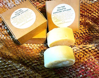TEA TREE EUCALYPTUS Solid All Natural Shampoo bar with yolks and Tamanu oil from Happysoapmaker