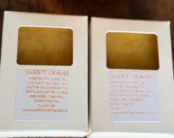 SWEET ORANGE Essential Oil Turmeric Natural Soap Bar from Happysoapmaker