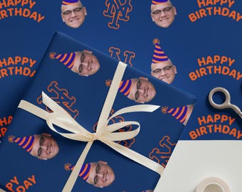 カスタムおもしろラッピングペーパーシート | ギフト | 夫 | 野球 | ニューヨーク・メッツ | ニューヨーク | カスタマイズ