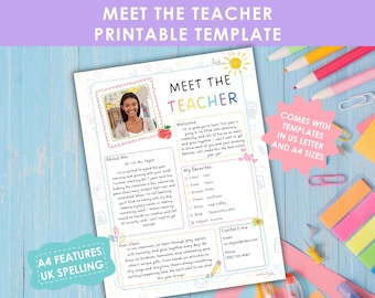 Meet the Teacher Printable Template | Back to School Flyer | A4 & US Letter | Teacher Introduction | Classroom Newsletter Bulletin Letter