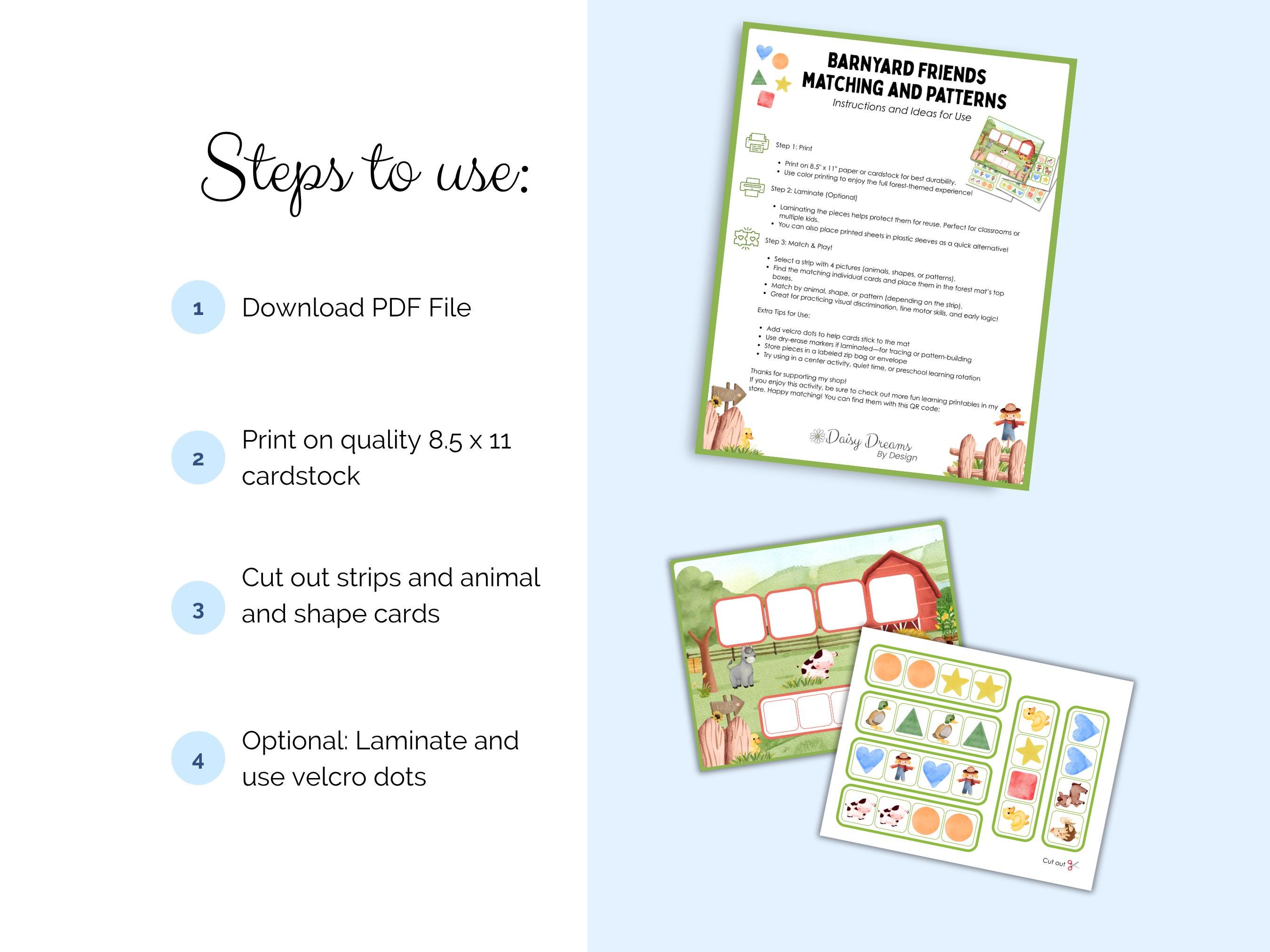 Farm Animal Matching and Patterns Game Printable | Animal, Shape ...