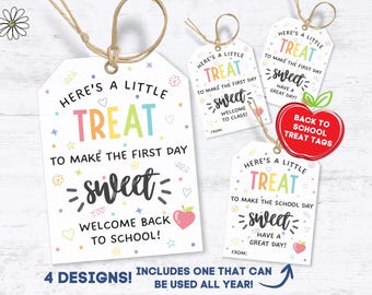 Back to School Tag Printable | A Little Treat to Make the First Day Sweet Gift Tag | Welcome to Class Favor | Teacher Friend Student Gift