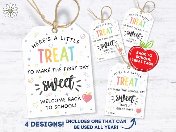 Back to School Tag Printable | A Little Treat to Make the First Day Sweet Gift Tag | Welcome to Class Favor | Teacher Friend Student Gift